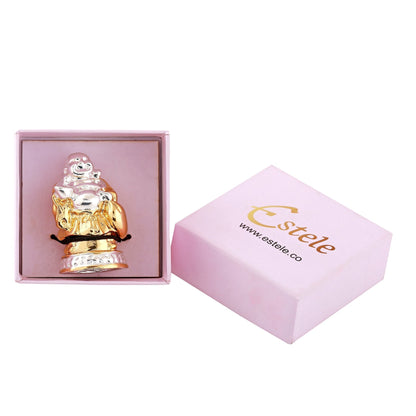 Estele Gold-Polished Laughing Buddha standing statue with Potli showpiece for Perfect Home and Office DÃ©cor