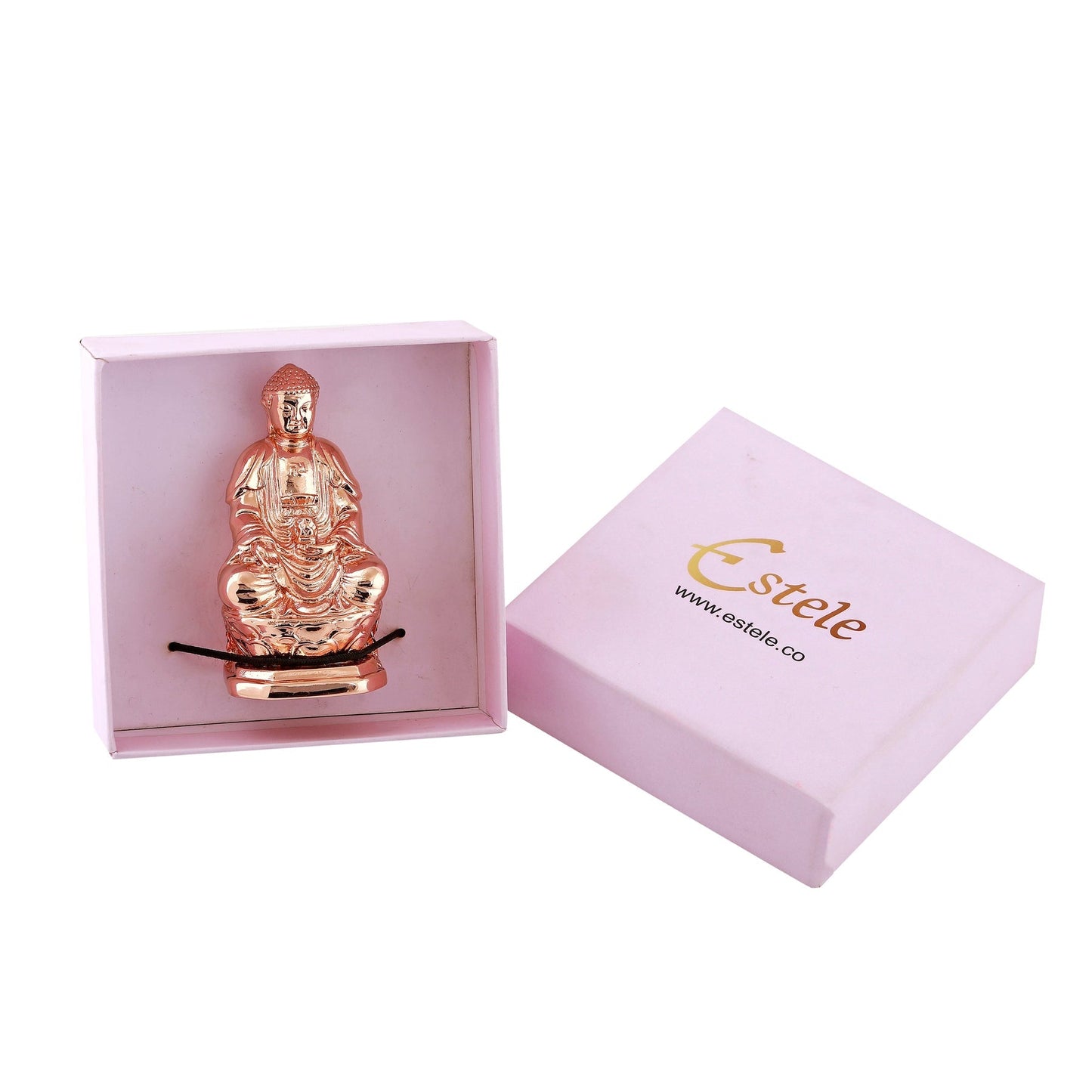 Estele Pink/Rose Gold-Polished Lord Gautam Buddha Mediatating Idol statue for Home DÃ©cor/ working place