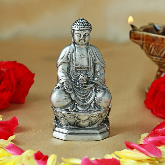 Buy Estele Rhodium Plated Oxidized Lord Gautam Buddha Mediatating Idol statue for Home DÃ©cor/ working place