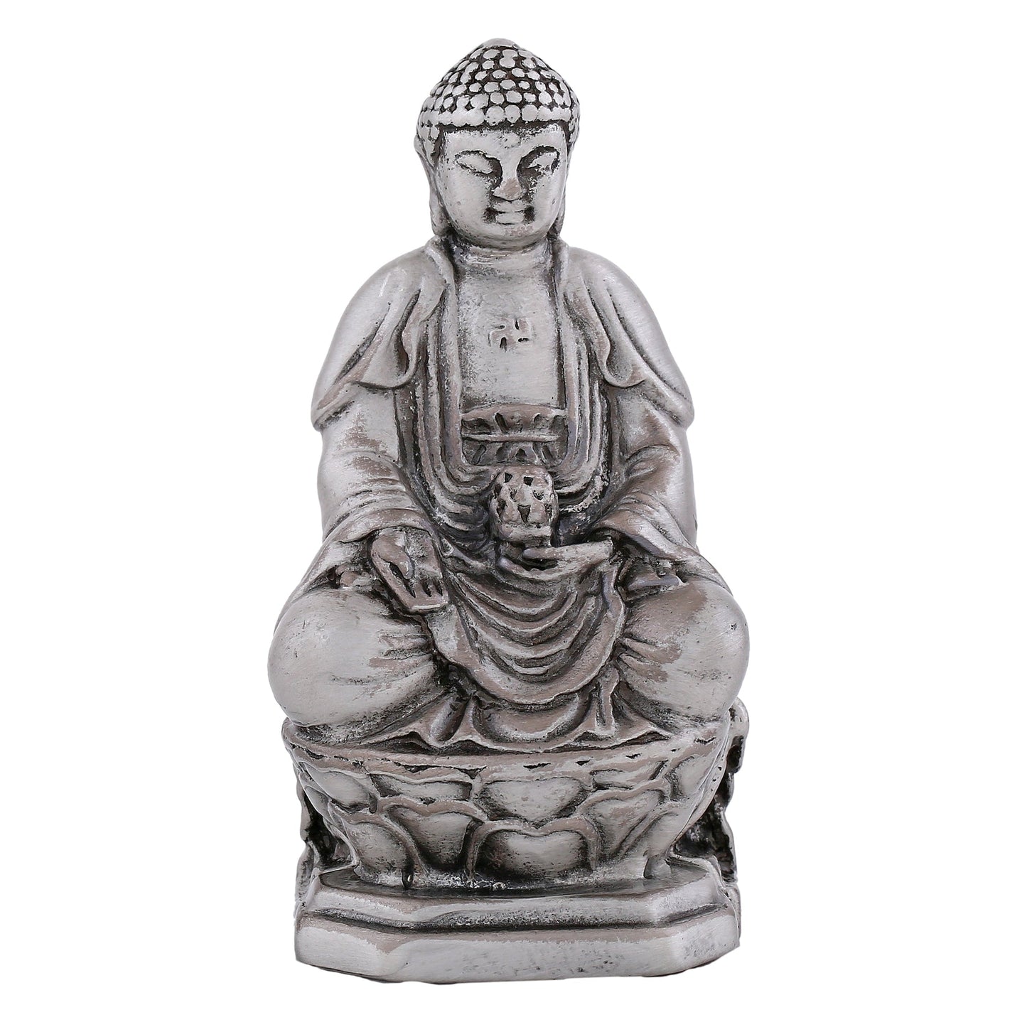 Estele Rhodium Plated Oxidized Lord Gautam Buddha Mediatating Idol statue for Home DÃ©cor/ working place