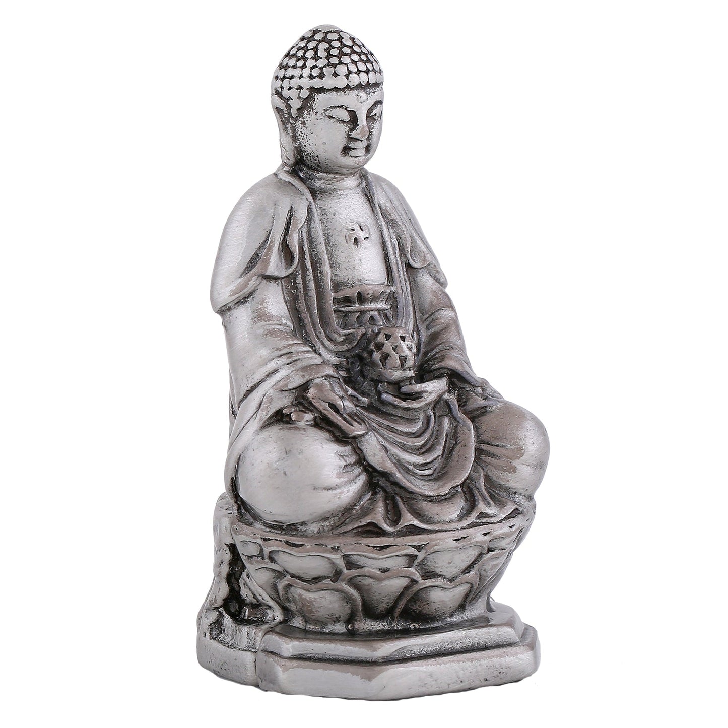Estele Rhodium Plated Oxidized Lord Gautam Buddha Mediatating Idol statue for Home DÃ©cor/ working place