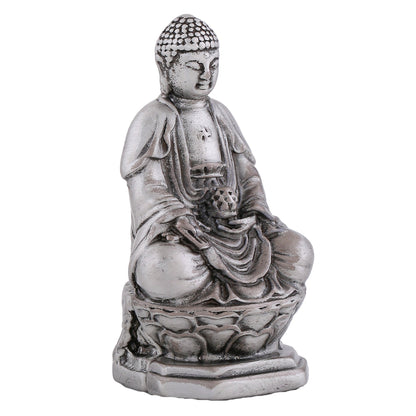 Estele Rhodium Plated Oxidized Lord Gautam Buddha Mediatating Idol statue for Home DÃ©cor/ working place