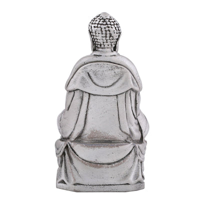 Estele Rhodium Plated Oxidized Lord Gautam Buddha Mediatating Idol statue for Home DÃ©cor/ working place