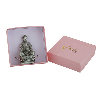 Estele Rhodium Plated Oxidized Lord Gautam Buddha Mediatating Idol statue for Home DÃ©cor/ working place