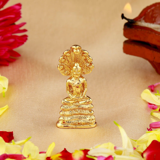 Buy Estele Gold-Polished Medidative Lord Gautam Buddha Sitting under snake Hood Idol for Pooja/Car decor