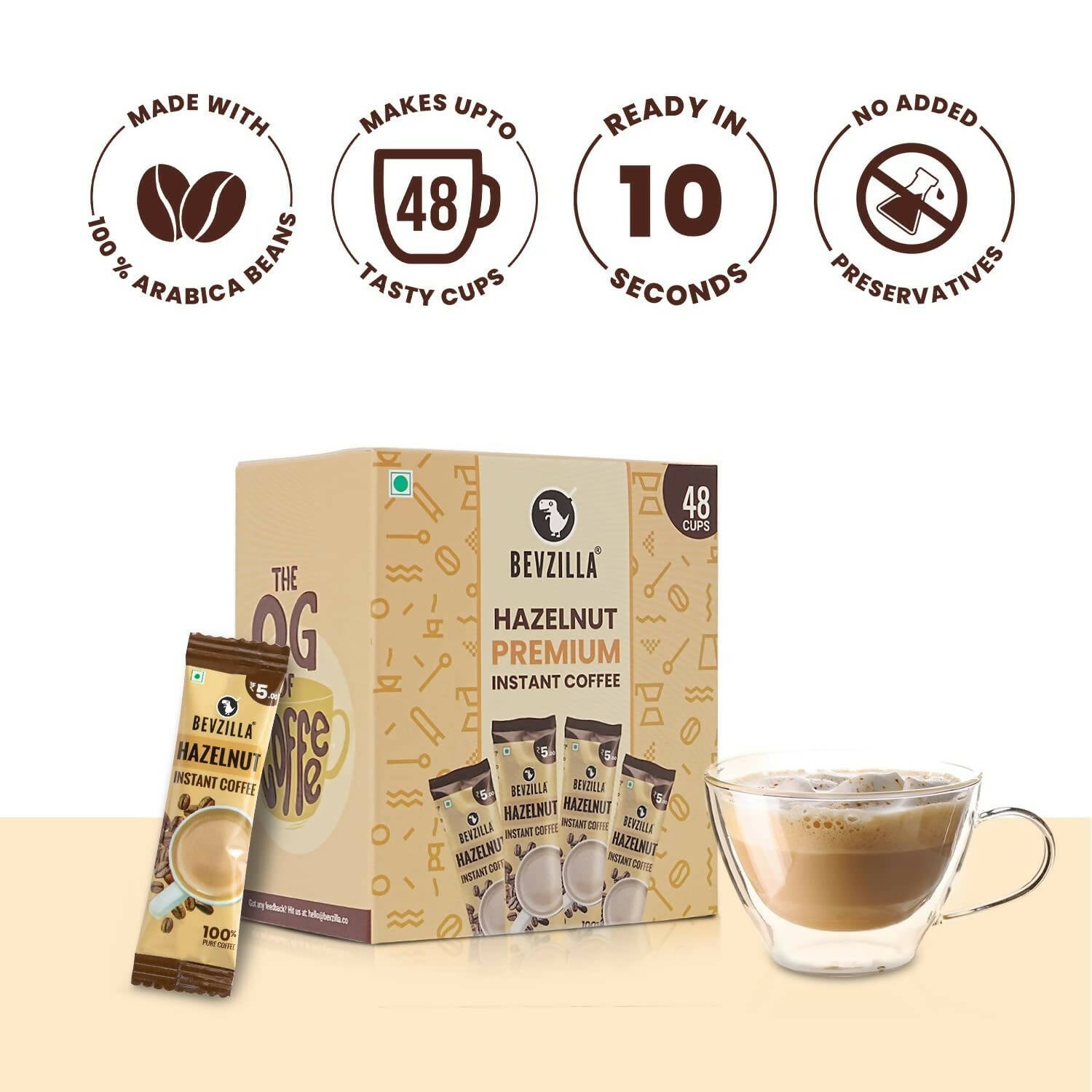 Bevzilla Instant Coffee Powder Sachets (Hazelnut)