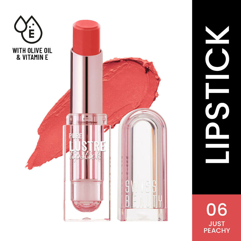 Swiss Beauty High Shine Finish Smooth Glide Pure Lustre Lipstick - 6 Just Peachy