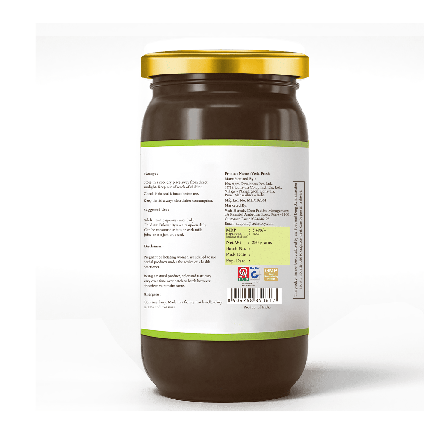 Veda Premium Chyawanprash (Sugar Free) - All Season Jaggery Chyawanprash with Almonds & Saffron, Pure & Fresh - Drmedicart