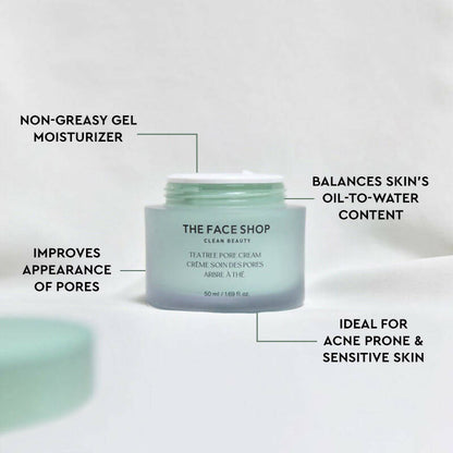 The Face Shop Tea Tree Pore Cream For Oily & Acne Prone Skin - Korean Skincare