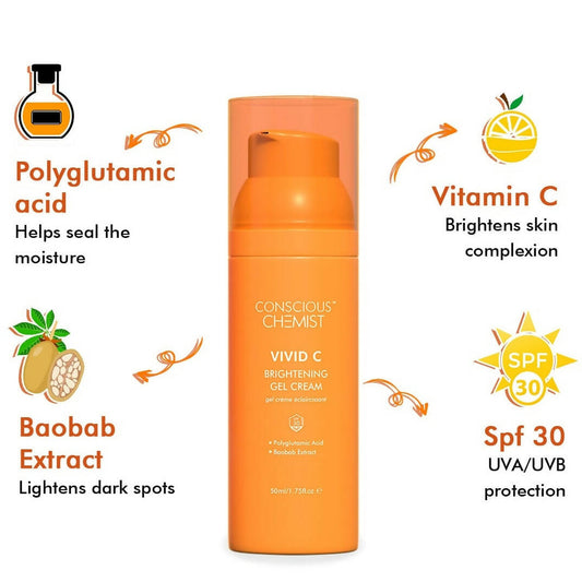Buy Conscious Chemist Vivid C Skin Brightening Gel Cream from DrMediCart, Ship from India to USA
