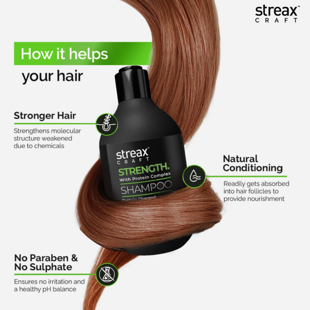 Streax Craft Strength Shampoo For Chemically Treated Hair Strength with Protein Complex