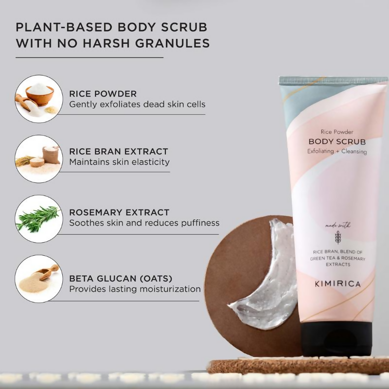 Kimirica Rice Powder Body Scrub Exfoliating + Cleansing For Soft & Smooth Skin