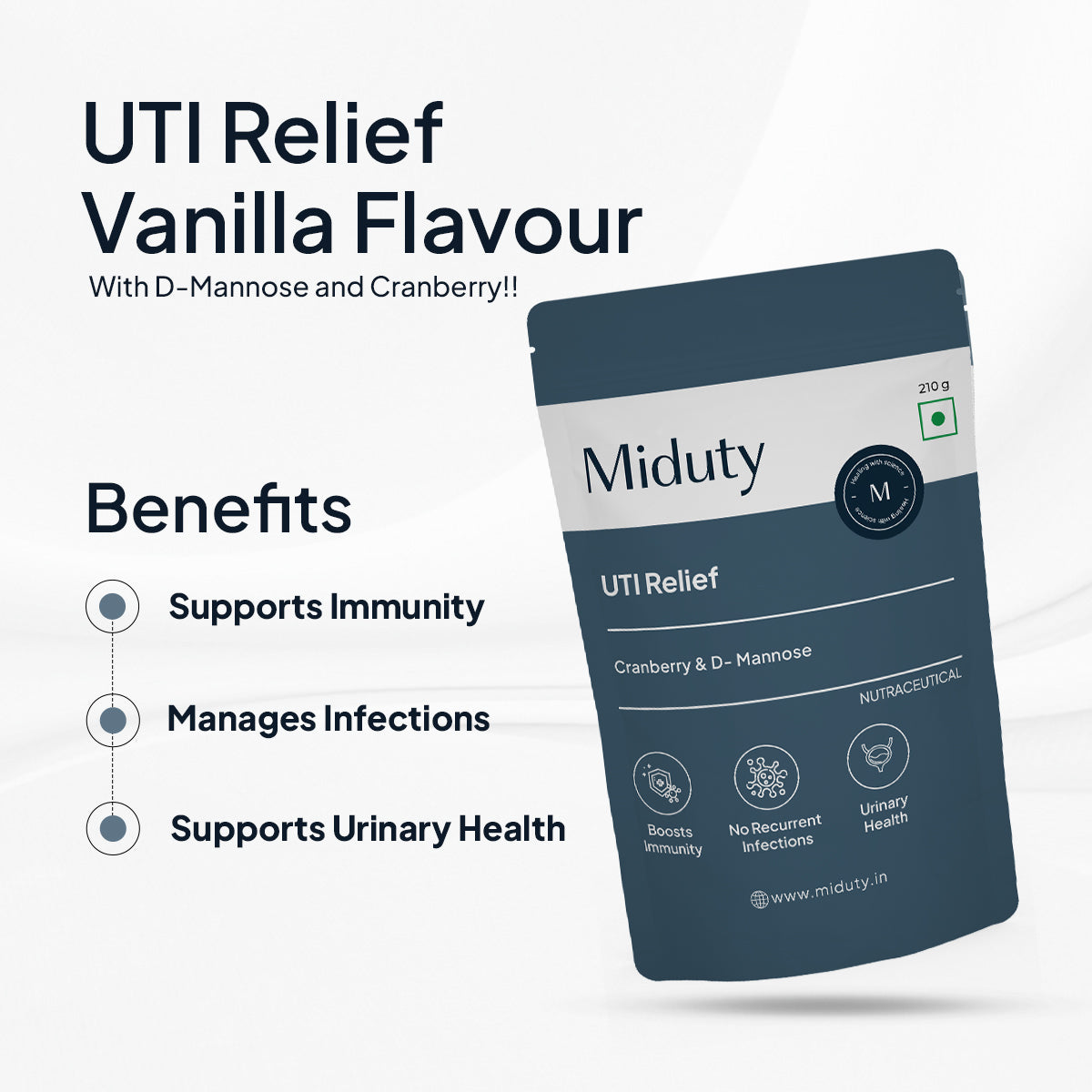Miduty by Palak Notes UTI Relief with D-Mannose And Cranberry-Vanilla Flavor