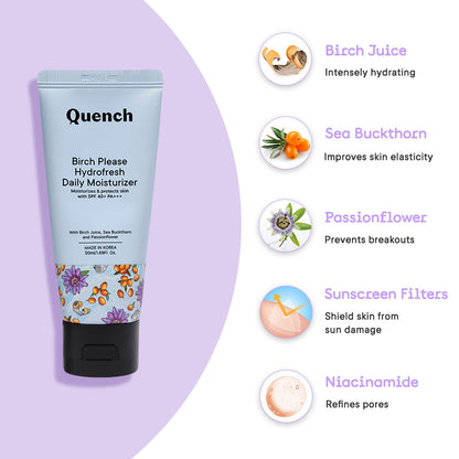 Quench Botanics Birch Please Hydro Fresh Daily Moisturizer With SPF 40+ PA++ - Korean Skincare