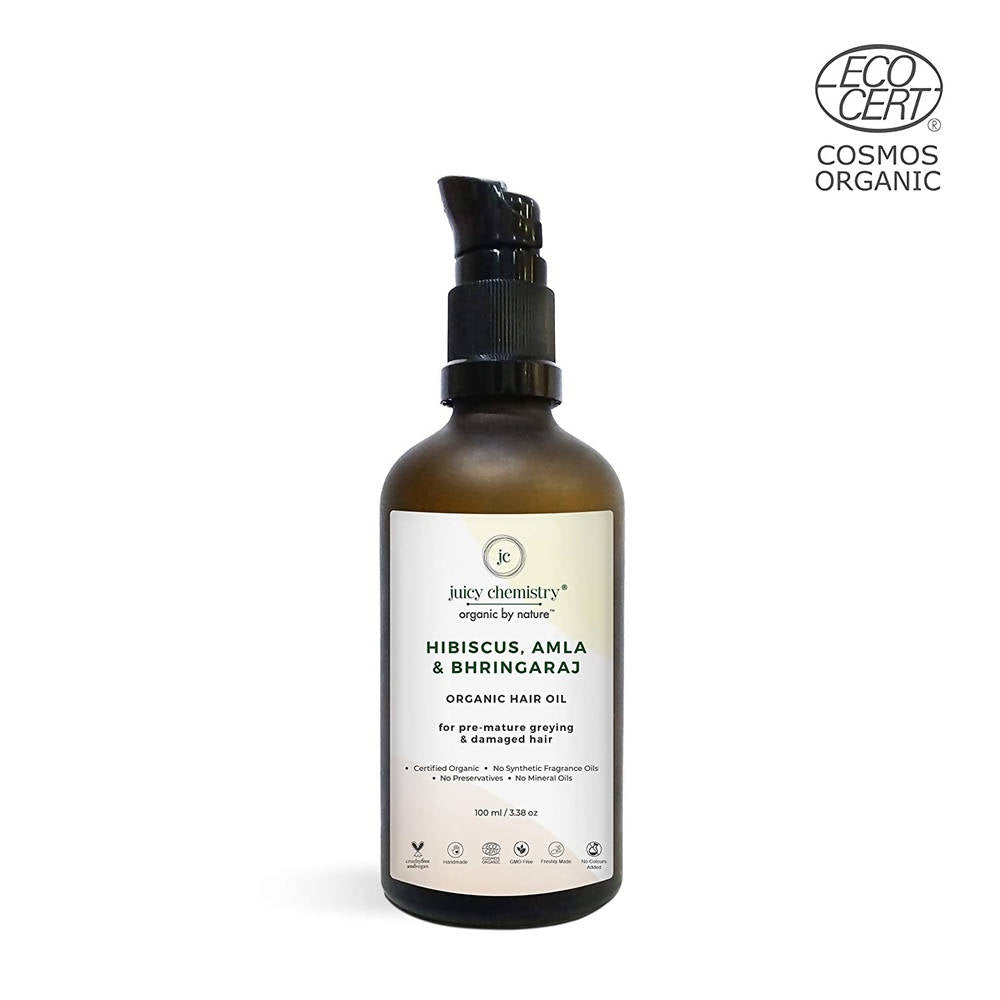 Juicy Chemistry Hibiscus, Amla & Bhringaraj Organic Hair Oil