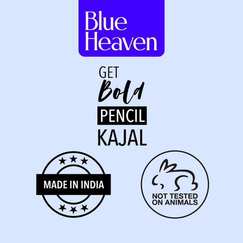 Blue Heaven Get Bold Pencil Kajal With Free Sharperner Or Comphor & Castor Oil - Black