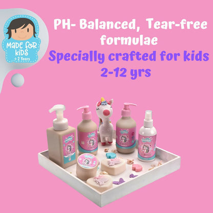 Puddles Organic Playful Shampoo For Kids -Unicorn Magic - Age 2-12 Yrs, Tear-Free, Ph Balanced, Sulfate-Paraben Free