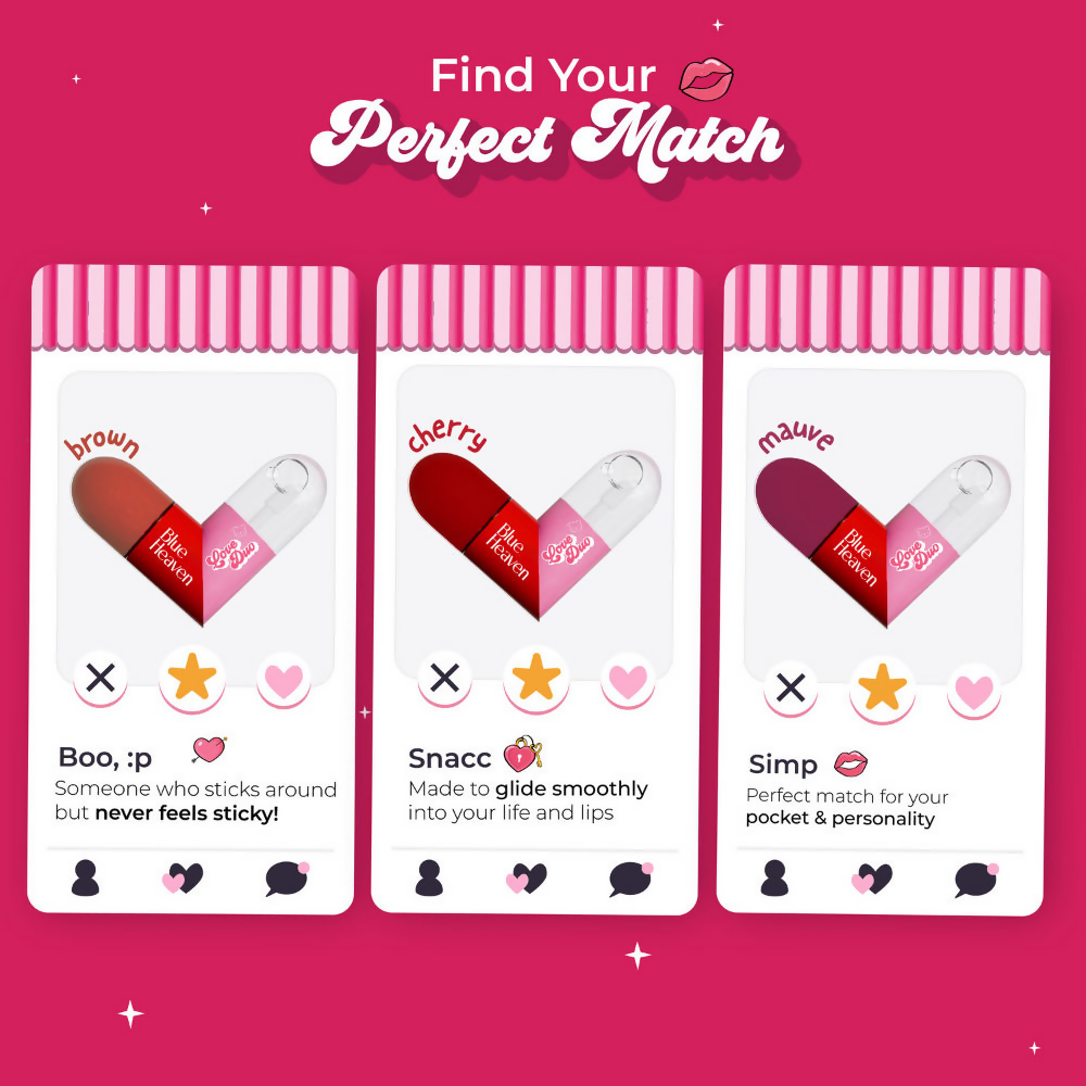 Blue Heaven Love Duo 2-In-1 Clear & Tinted Lip Gloss - Simp ( (Clear+ Mauve)