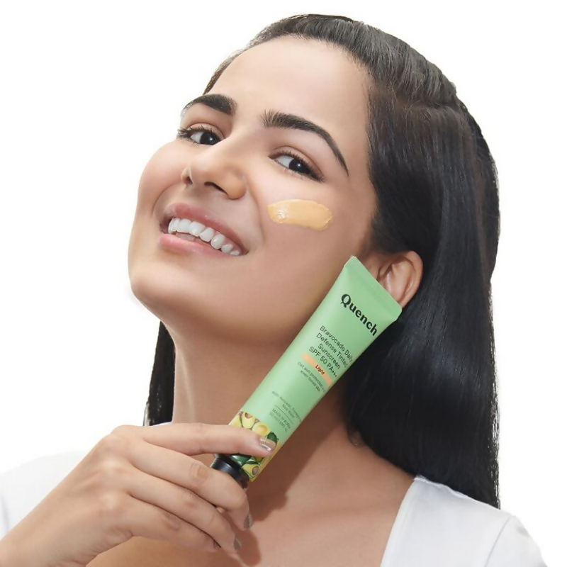 Quench Vitamin E Tinted SPF 50 Sunscreen PA+++ with both Mineral & Chemical Actives (Light)