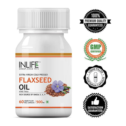 Inlife Flaxseed Oil Capsules Without Gelatin