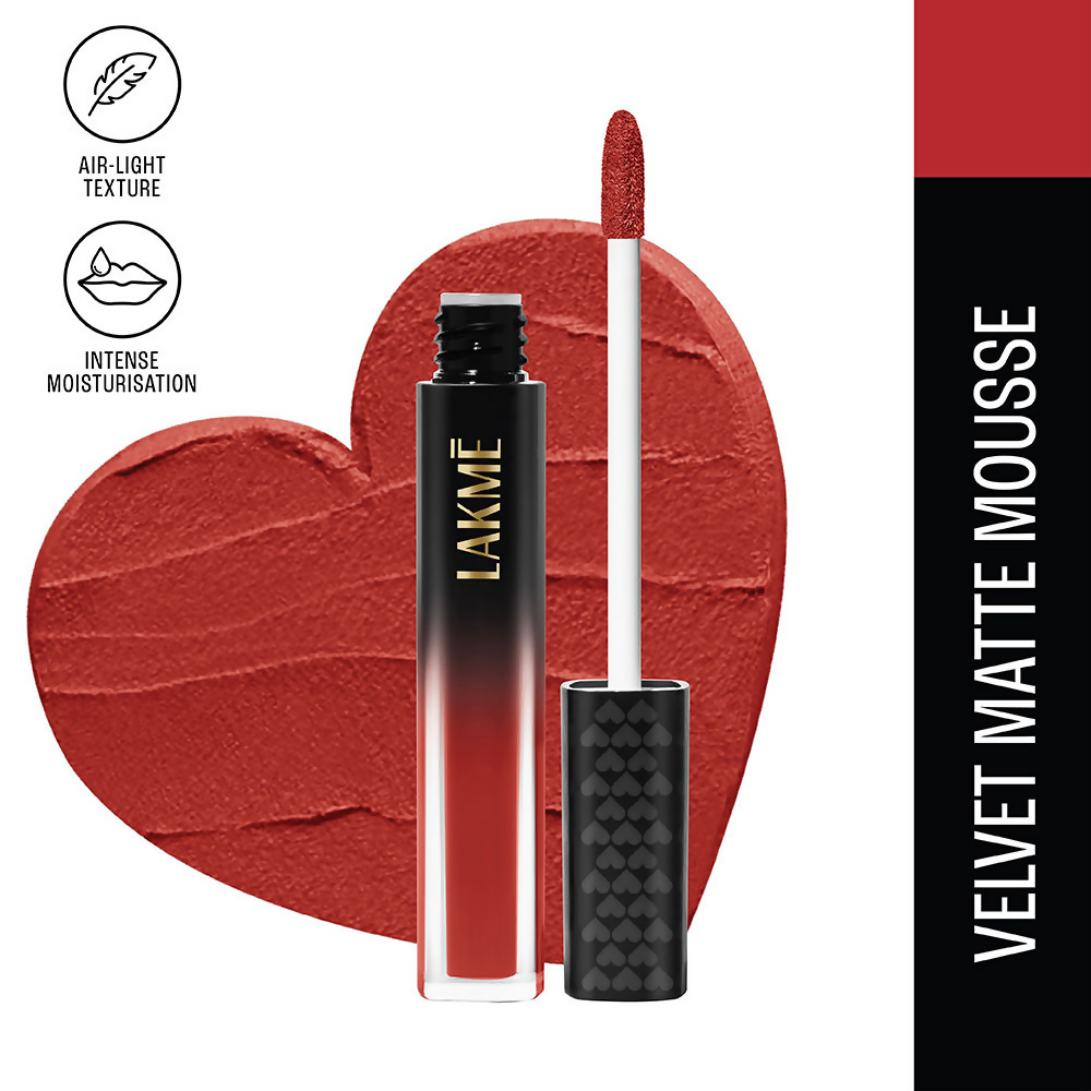 Lakme Xtraordin-Airy Velvet Matte Lip Mousse - The One Red