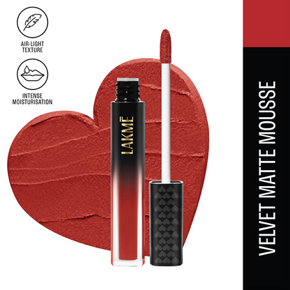 Lakme Xtraordin-Airy Velvet Matte Lip Mousse - The One Red