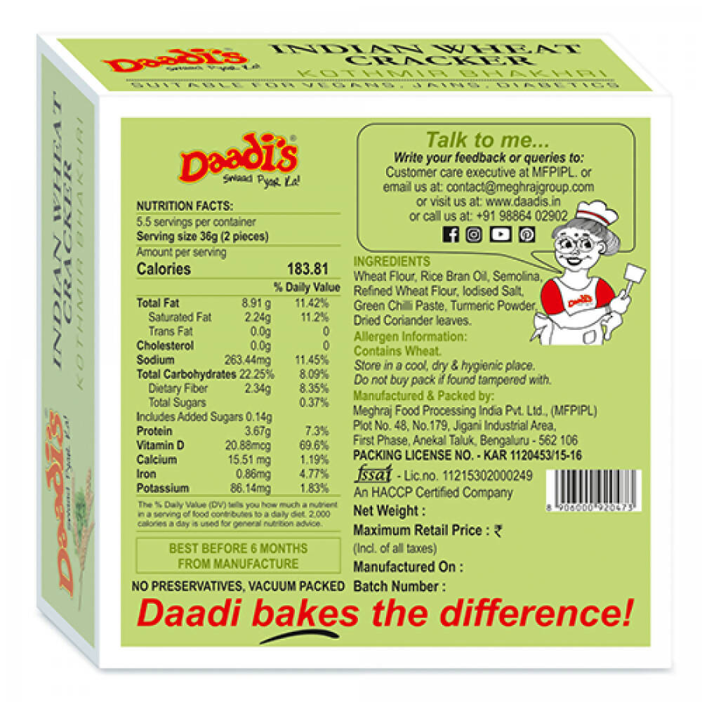 Daadi's Kothmir Bhakhri