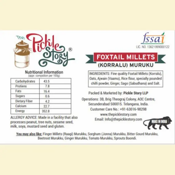 The Pickle Story Foxtail Millets Murukku (Korralu/Kangni/Kakum)