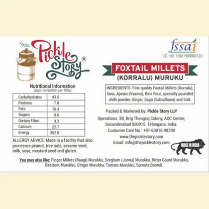 The Pickle Story Foxtail Millets Murukku (Korralu/Kangni/Kakum)
