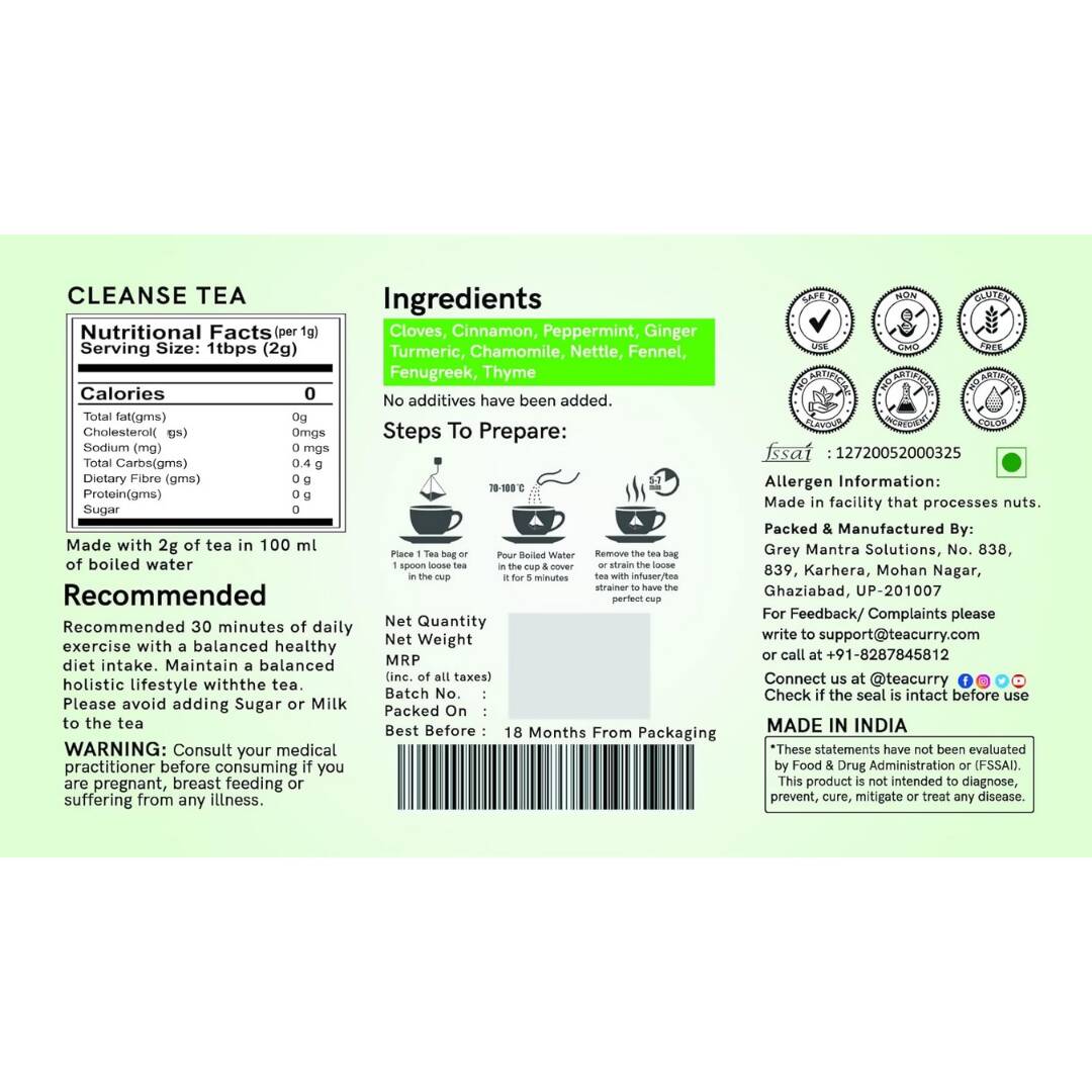 Teacurry Cleanse Tea Bags (Anti Alcohol Tea) - Drmedicart