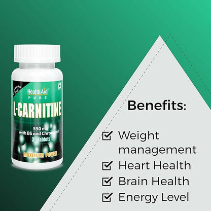 HealthAid L-Carnitine 550 mg with Vitamin B6 Chromium Tablets