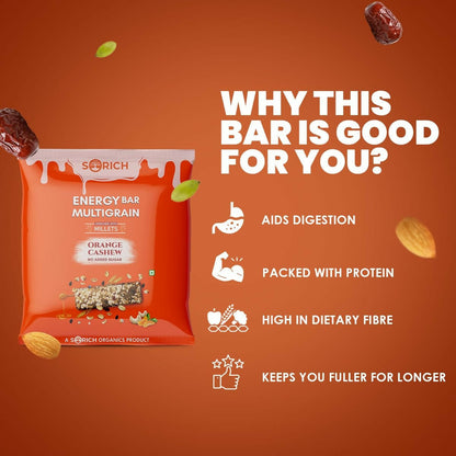 Sorich Organics Multigrain Energy Mini Bars Orange Cashew
