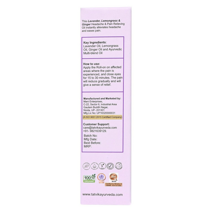 Tatvik Ayurveda Shuddhabuti Headache & Pain Releiving Oil (Lemongrass, Ginger & Tulsi)