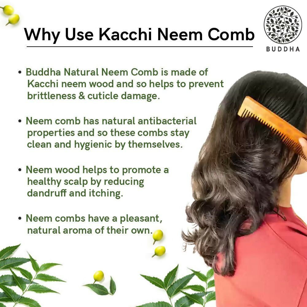 Buddha Natural Handle Kacchi Neem Wooden Comb