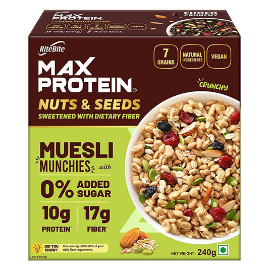 Buy RiteBite Max Protein Muesli Munchies Nuts & Seeds from DrMediCart, Ship from India to USA