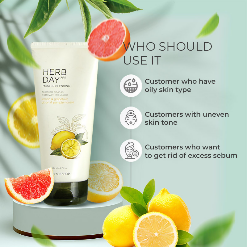 The Face Shop Herb Day 365 Master Blending Foaming Cleanser- Lemon & Grapefruit - Drmedicart