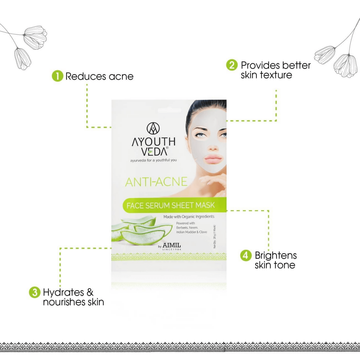 Ayouthveda Anti Acne Face Serum Sheet Mask