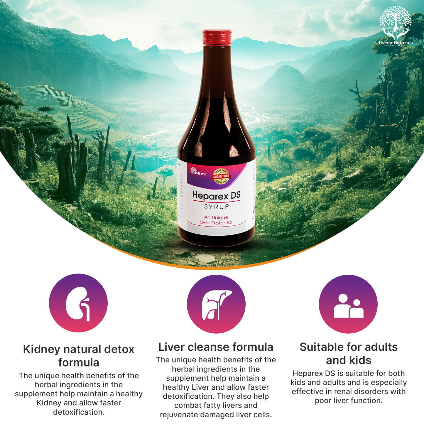 Uveda Naturals Heparex DS Sugar-Free Syrup