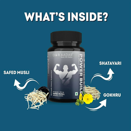 Buy Aadar Power Build Safed Musli, Gokhru, Shatavari Capsules from DrMediCart, Ship from India to USA