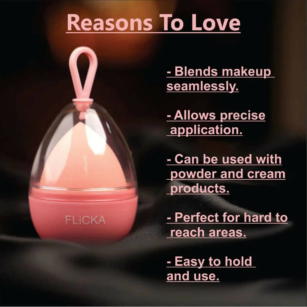 FLiCKA Beauty Blender with Case Pink (Makeup Sponge)