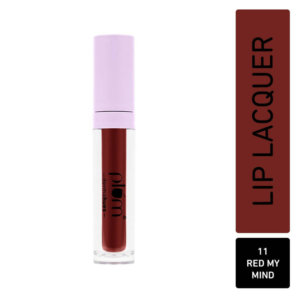 Plum Glassy Glaze Lip Lacquer 3-in-1 Lipstick + Lip Balm + Gloss 11 Red My Mind - DrMediCart