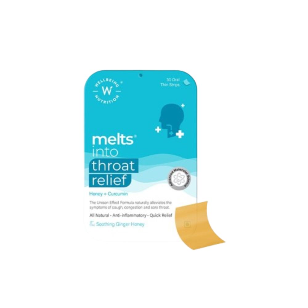 Wellbeing Nutrition Melts instant Throat Relief Oral Strips-Soothing Ginger Lemon Honey Flavor - Drmedicart