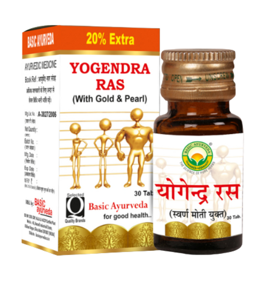 Buy Basic Ayurveda Yogendra Ras (With Gold & Pearl) Tablets from DrMediCart, Ship from India to USA