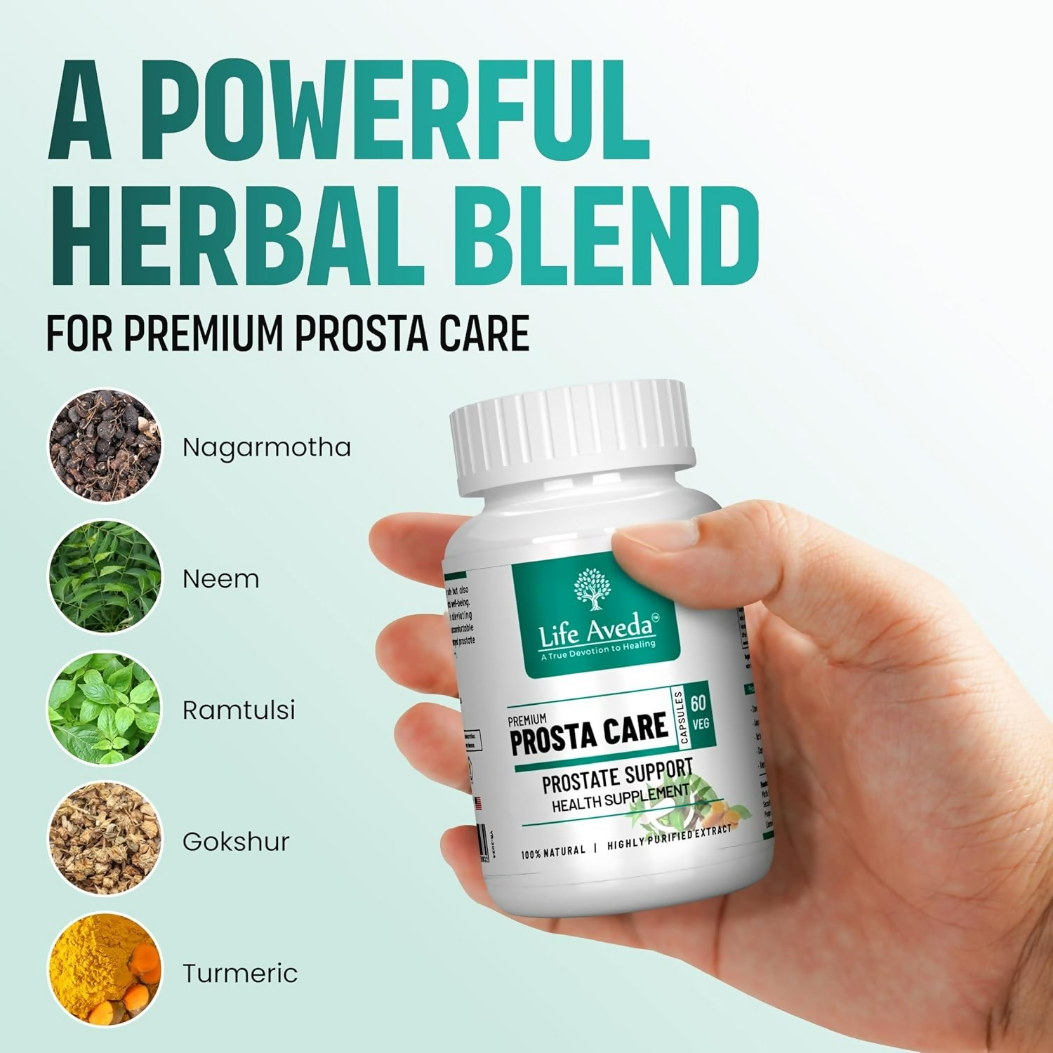 Life Aveda 100% Natural Ayurvedic Premium Prosta Care Capsule For Men's