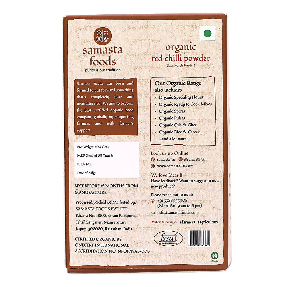 Samasta Food Organic Red Chilli (Lal Mirch) Powder