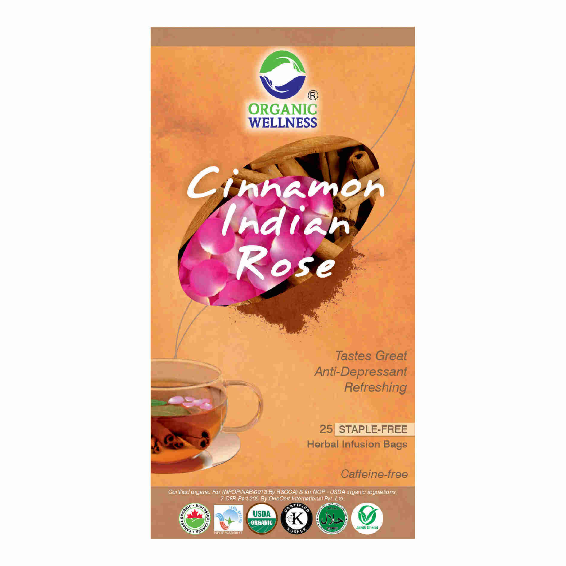 Organic Wellness Cinnamon Indian Rose Teabags