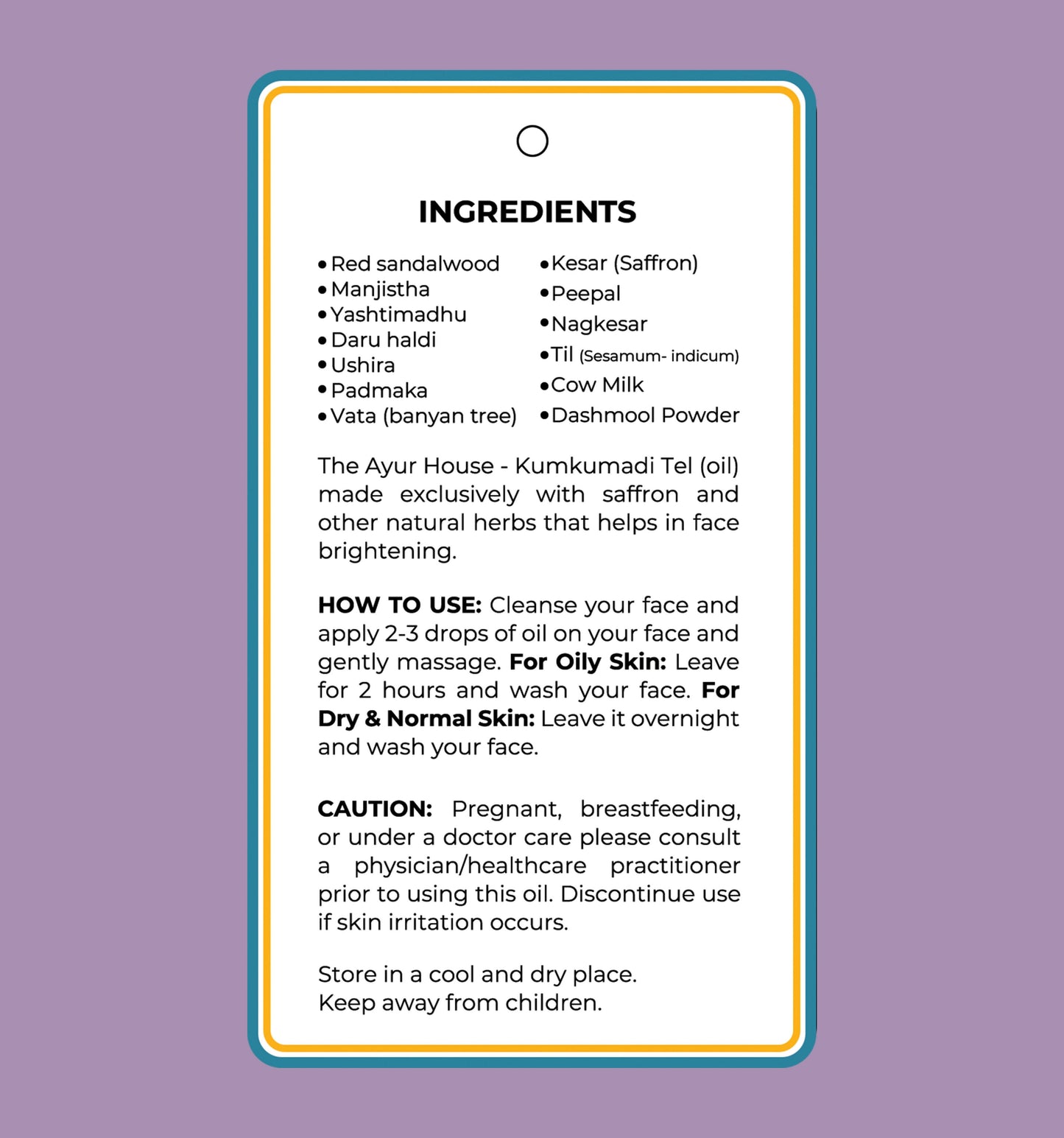 The Ayur House Kumkumadi Tel - Golden Glow Face Oil