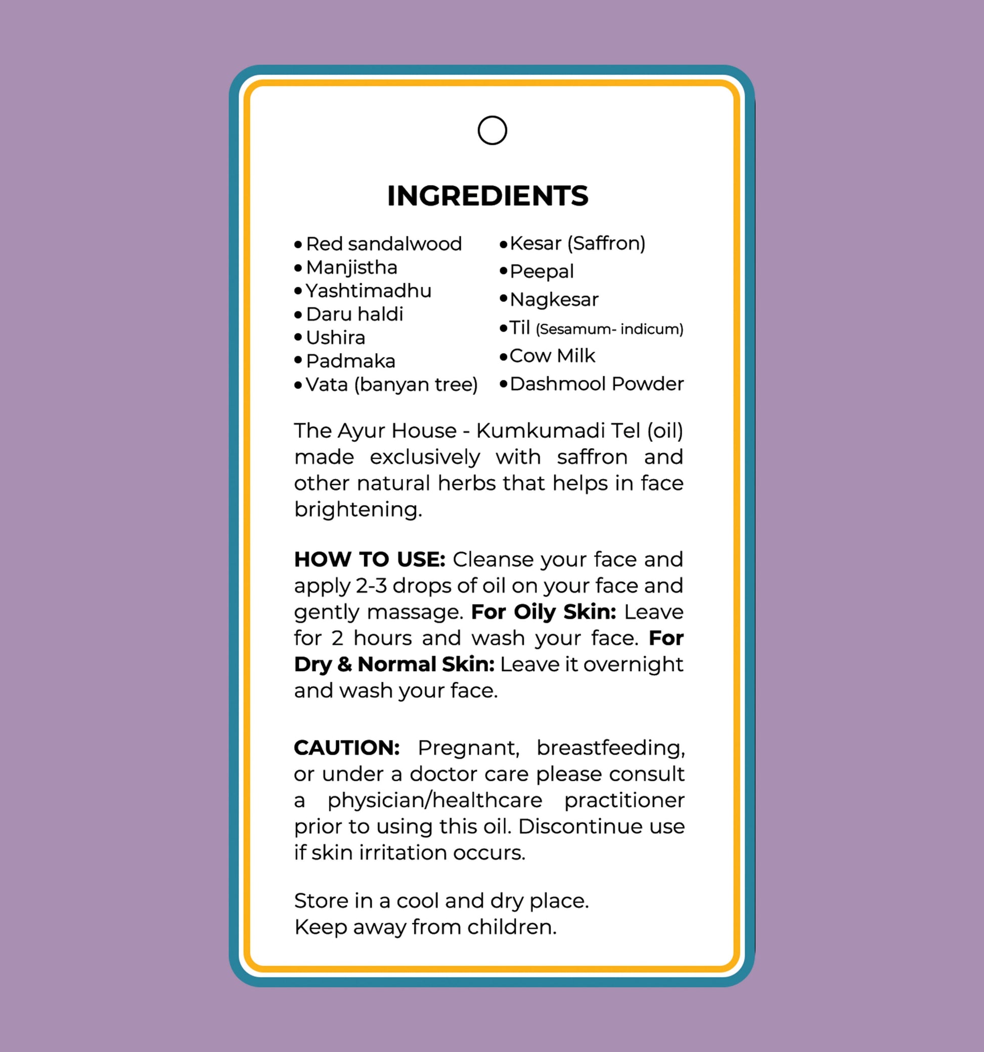 The Ayur House Kumkumadi Tel - Golden Glow Face Oil