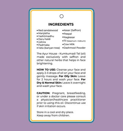 The Ayur House Kumkumadi Tel - Golden Glow Face Oil