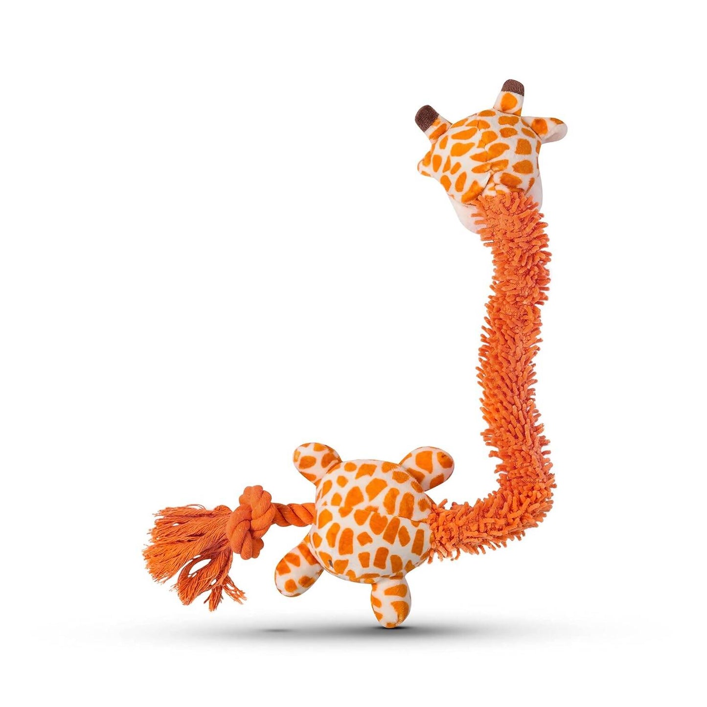 BarkButler Garry The Giraffe Soft Squeaky Plush Dog Toy - Orange